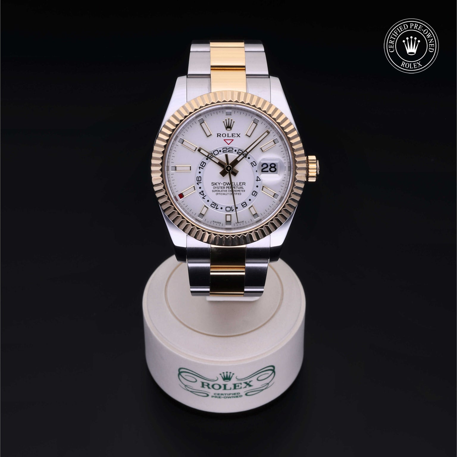 Rolex Certified Pre-owned Sky-Dweller M326933-0009 front on black background