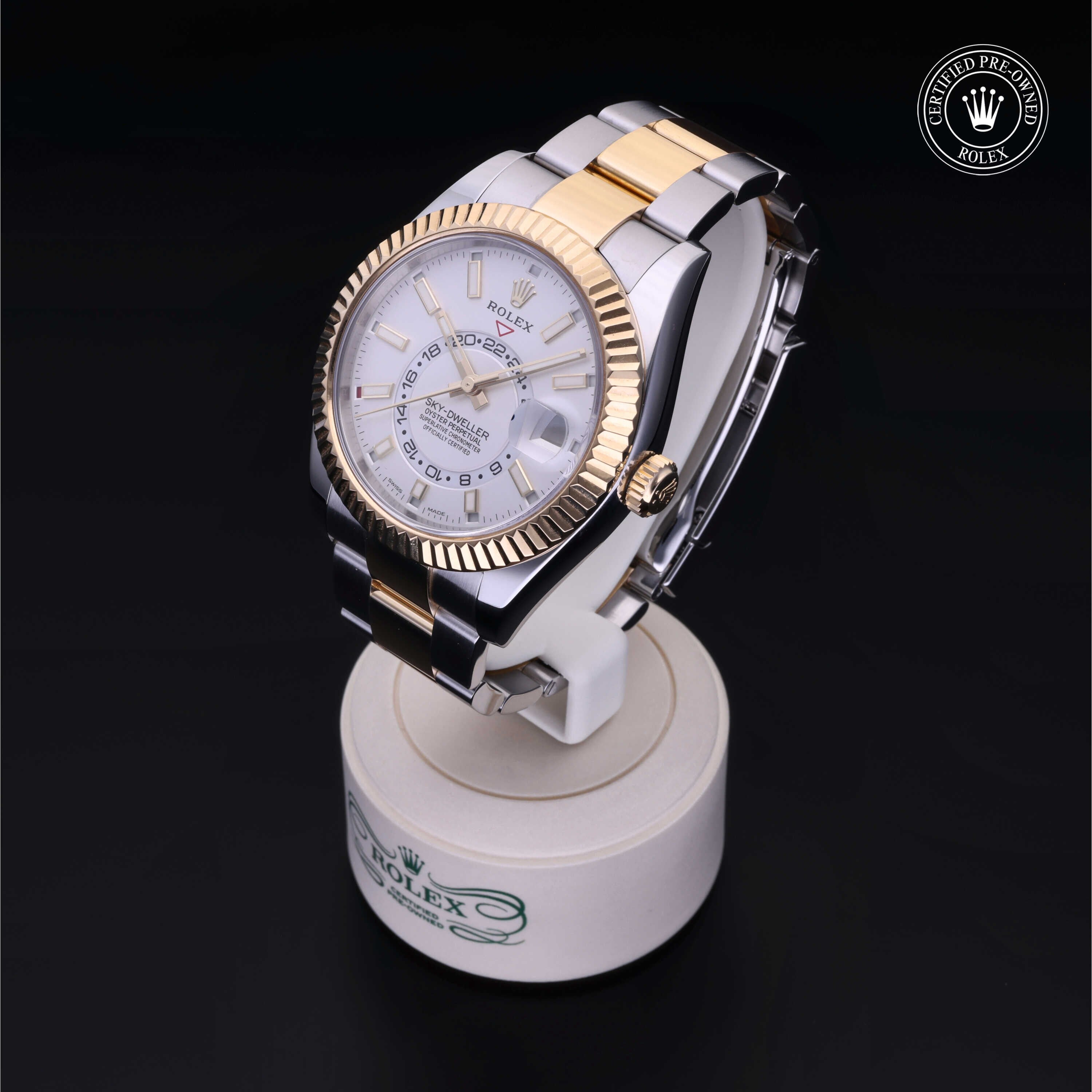 Rolex Certified Pre-owned Sky-Dweller M326933-0009 front on black background