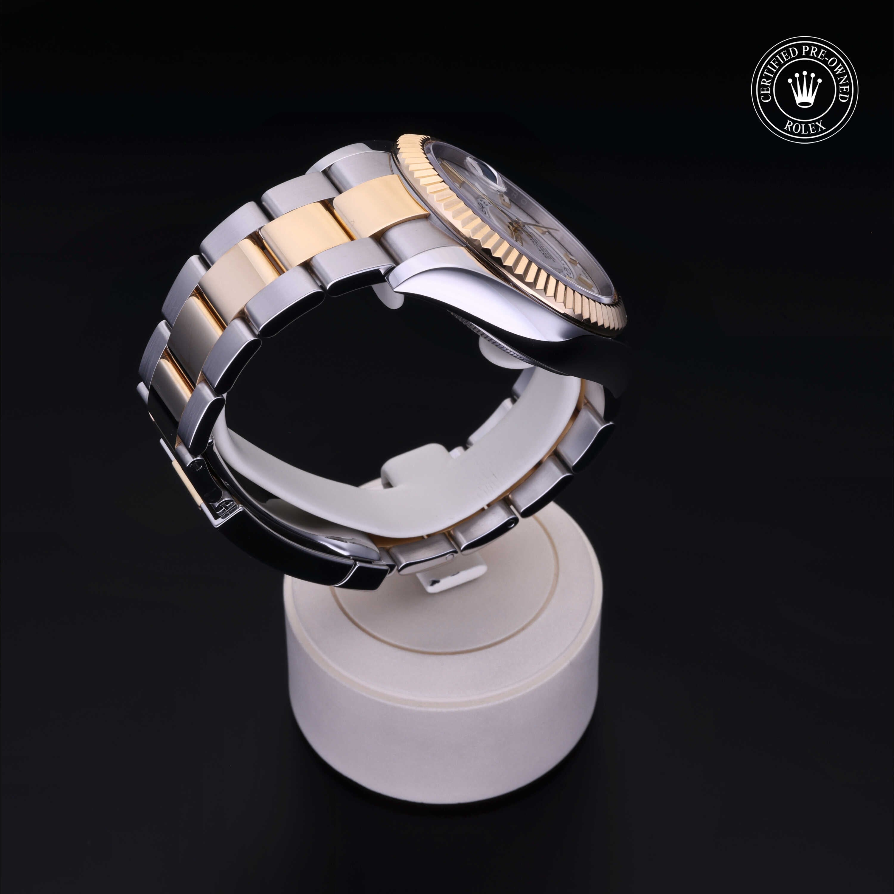 Rolex Certified Pre-owned Sky-Dweller M326933-0009 front on black background