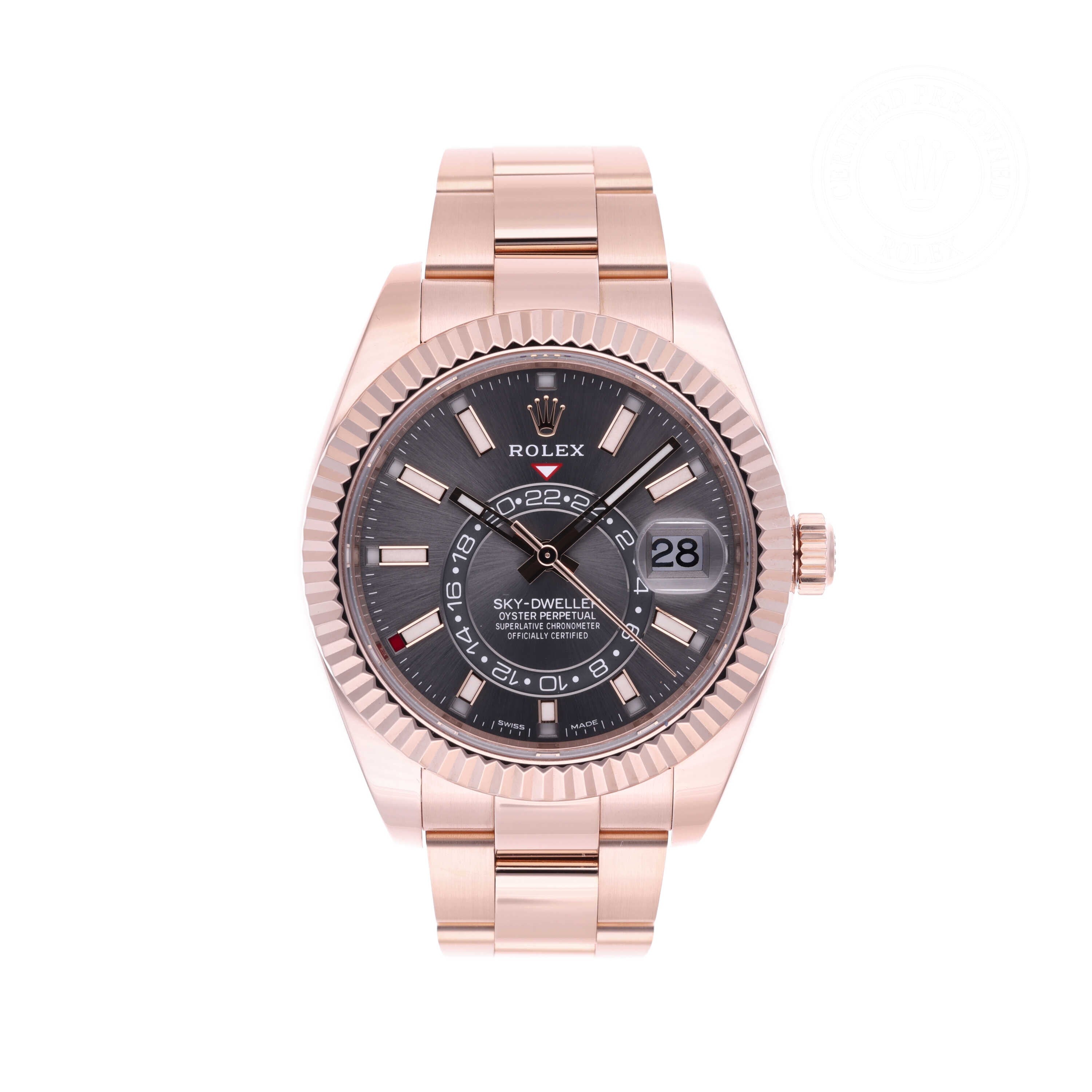 Rolex Certified Pre-owned Sky-Dweller M326935-0007 front on white background