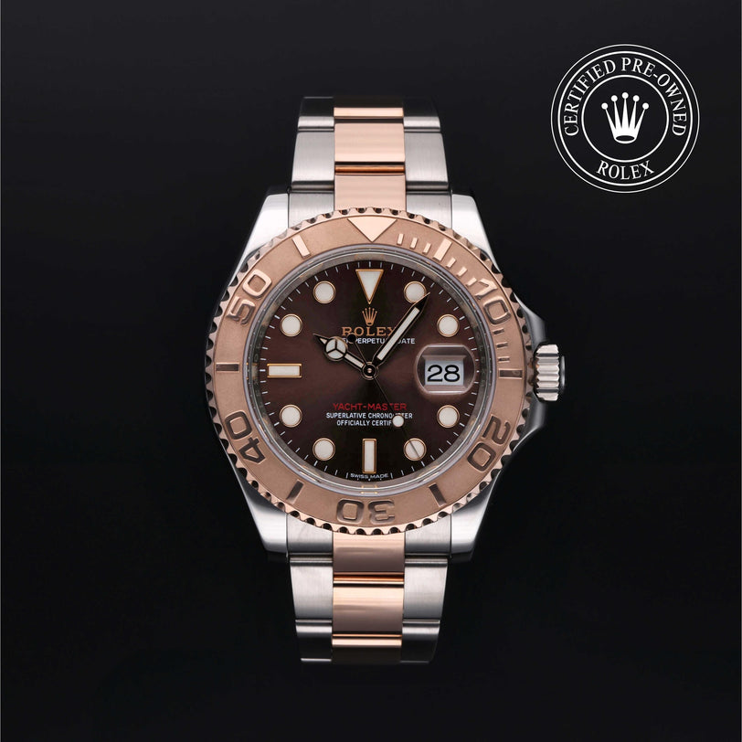 Rolex Certified Pre-owned Yacht-Master M116621-0001 front on black background