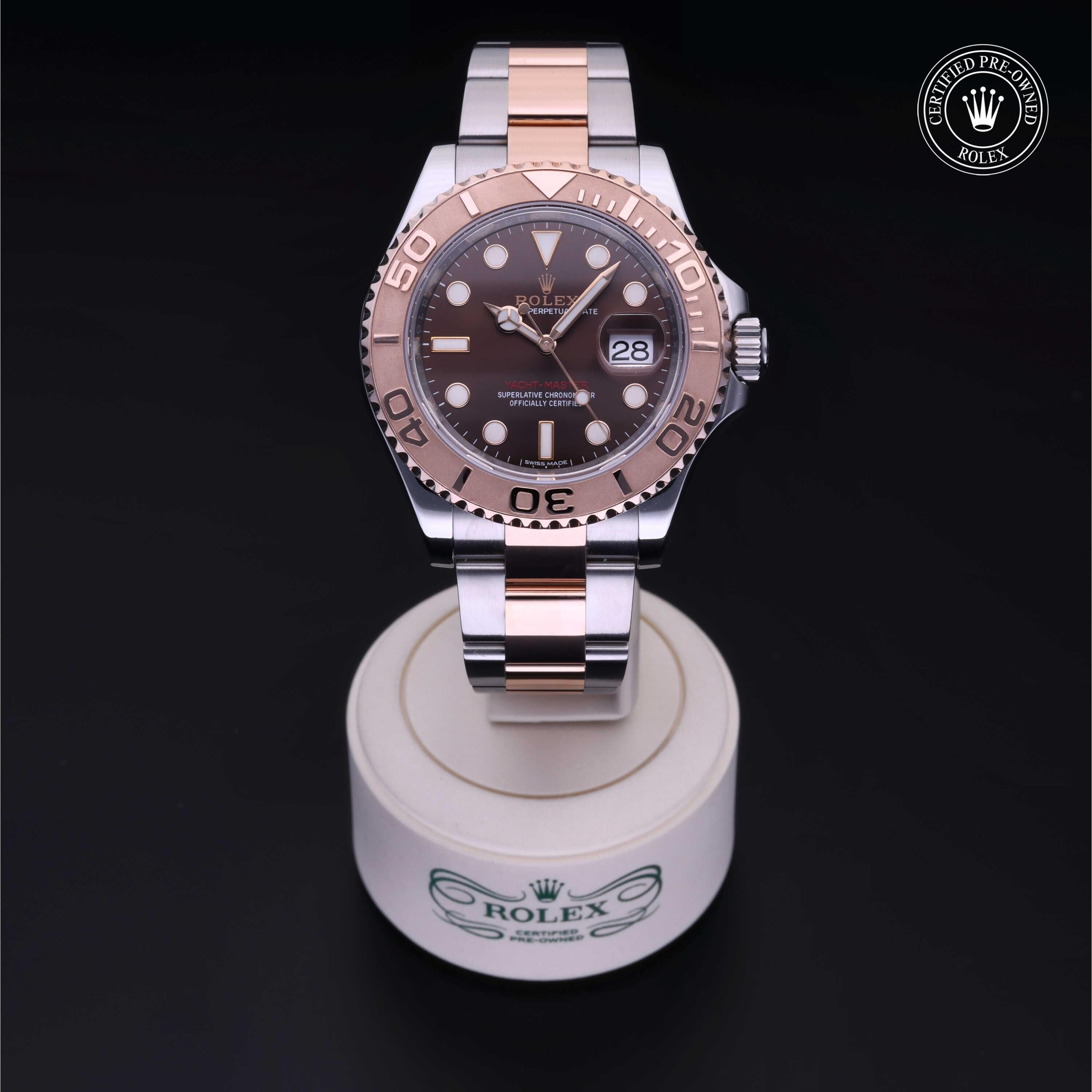 Rolex Certified Pre-owned Yacht-Master M116621-0001 front on black background