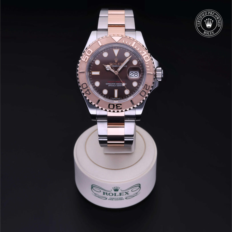 Rolex Certified Pre-owned Yacht-Master M116621-0001 front on black background