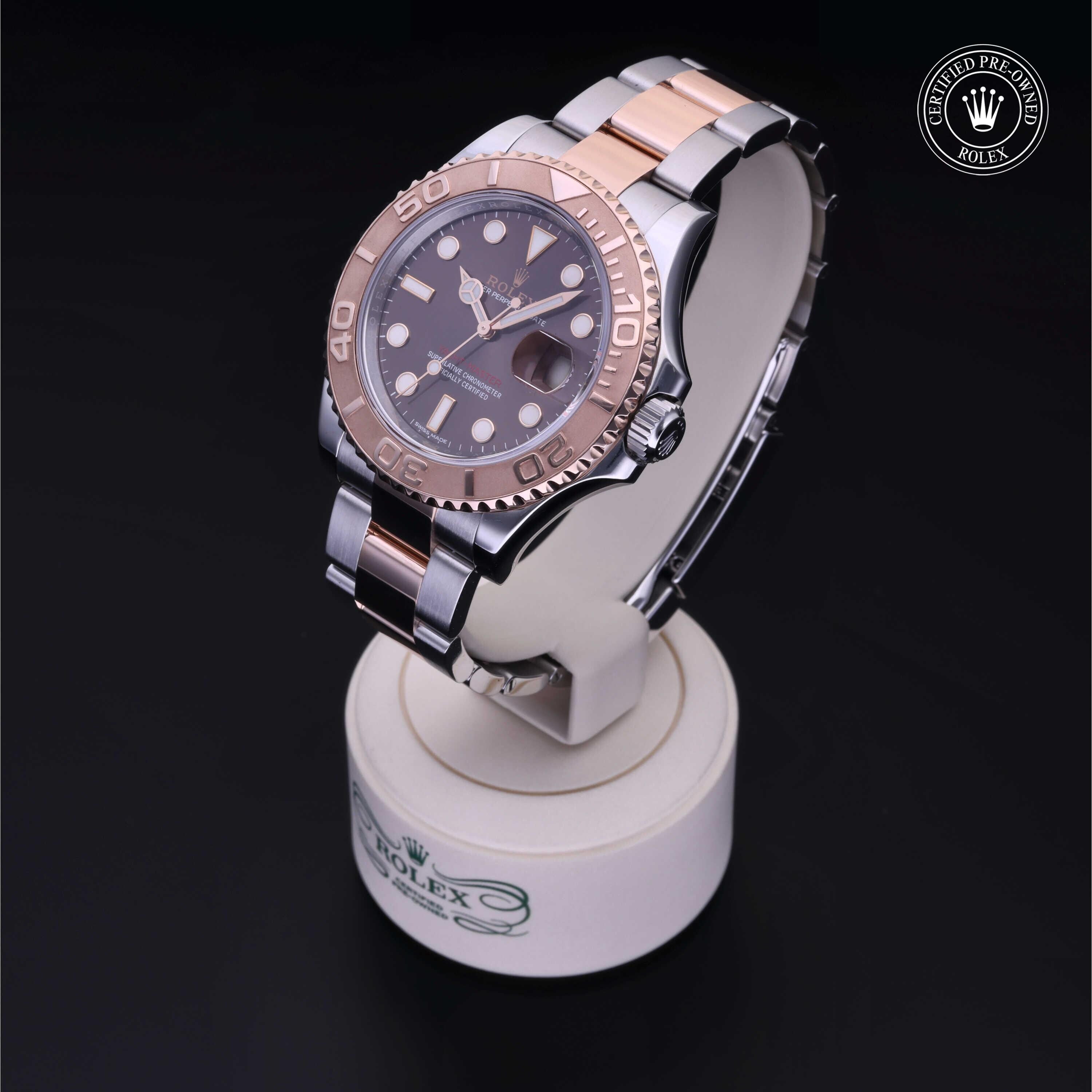Rolex Certified Pre-owned Yacht-Master M116621-0001 front on black background