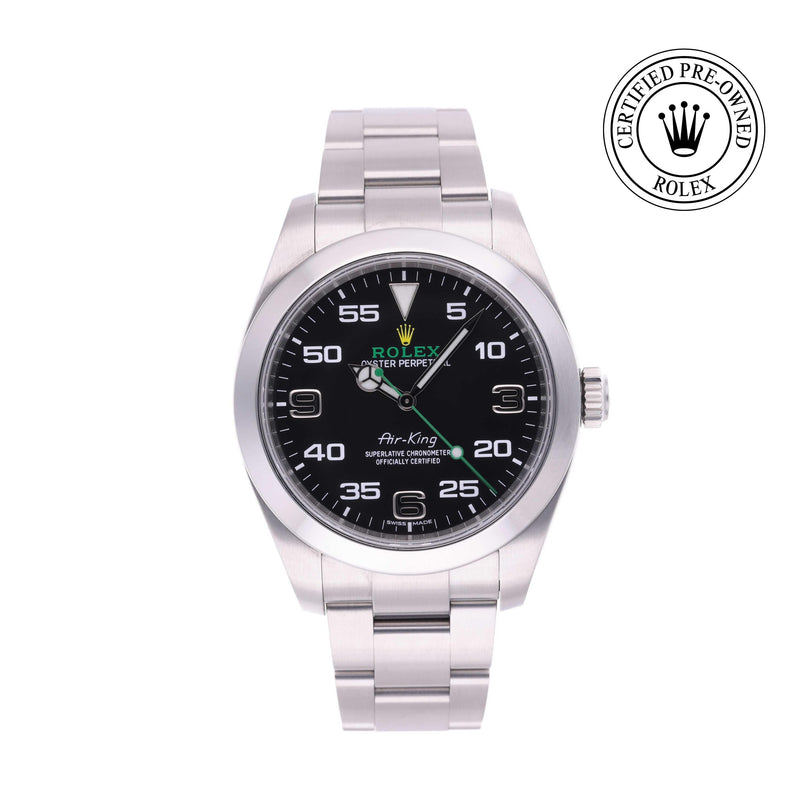 Rolex Certified Pre-owned Air-King M116900-0001 front on white background