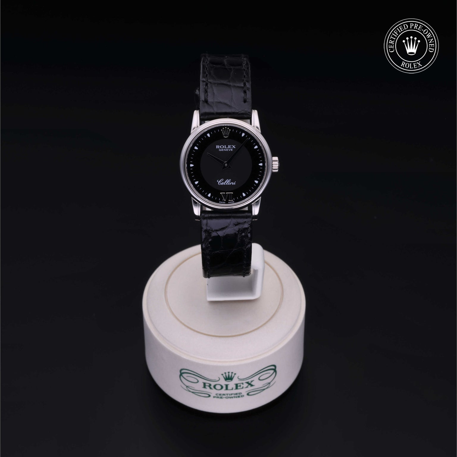 Rolex Certified Pre-owned Cellini M6111/9-0003 front on black background