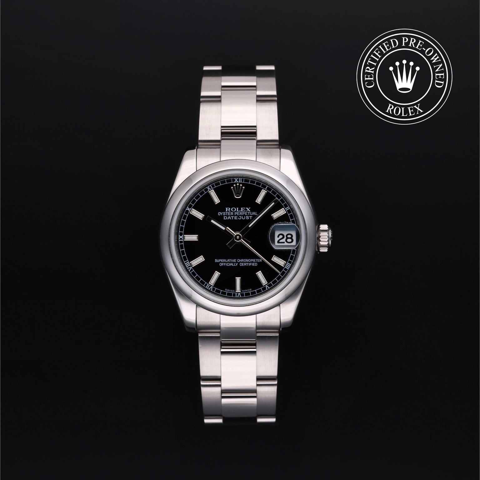 Rolex CPO Lady Datejust M178240 front on white background