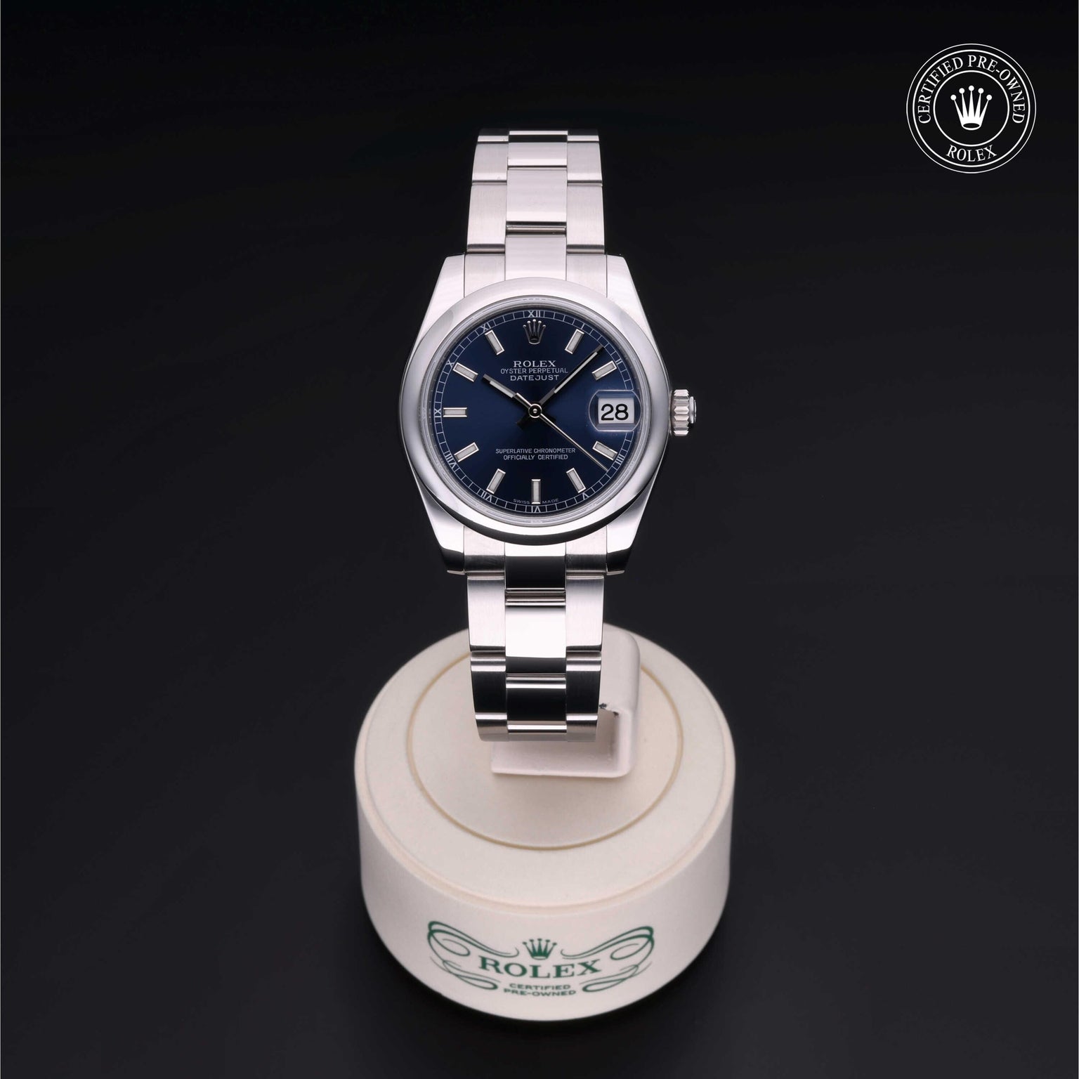 Rolex Certified Pre-owned Lady Datejust M178240-0023 front on black background