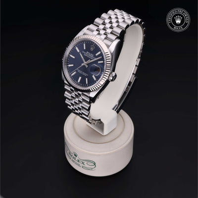 Rolex Certified Pre-owned Datejust M126234-0017 front on black background