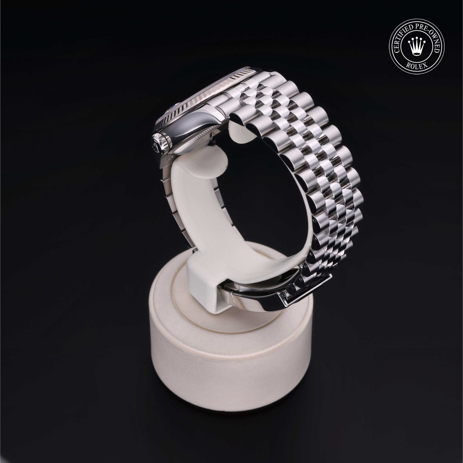 Rolex Certified Pre-owned Datejust M126234-0017 front on black background
