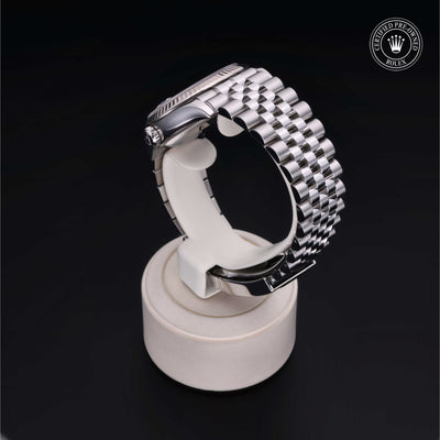 Rolex Certified Pre-owned Datejust M126234-0017 front on black background