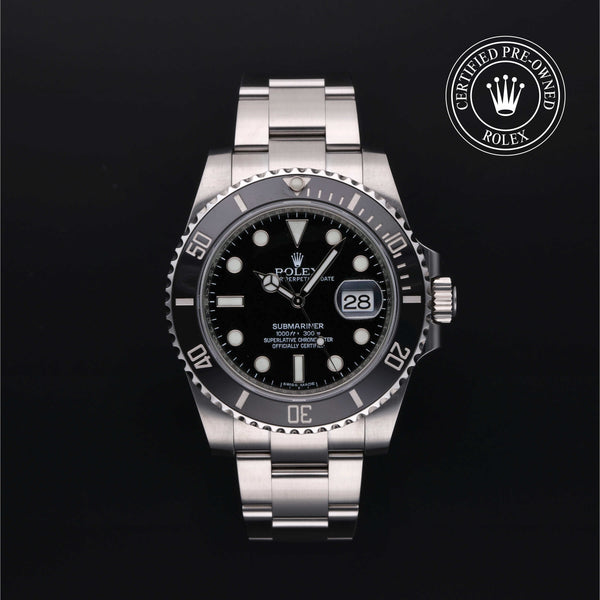 Rolex Certified Pre-owned Submariner M116610LN-0001 front on black background