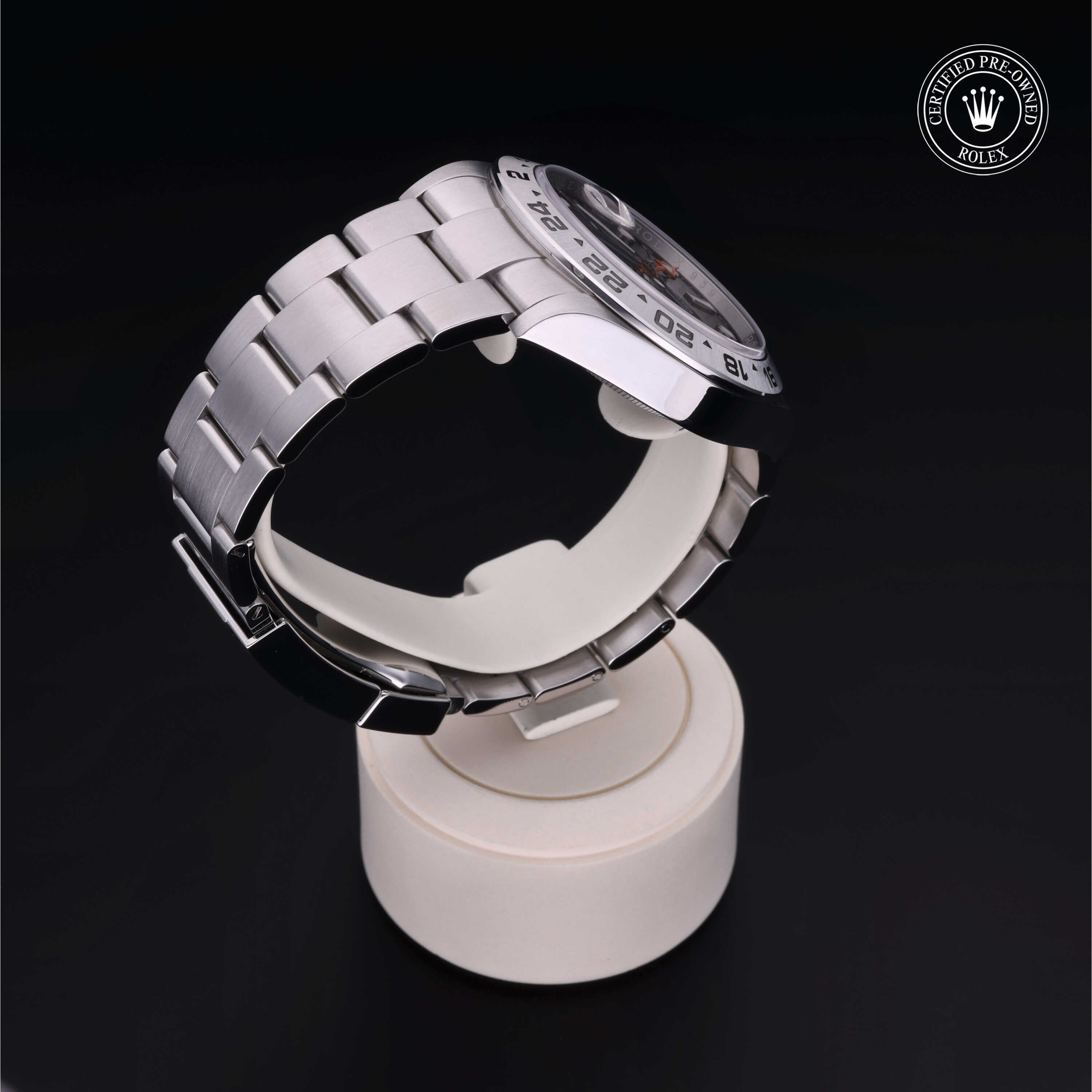 Rolex Certified Pre-owned Explorer M226570-0002 front on black background