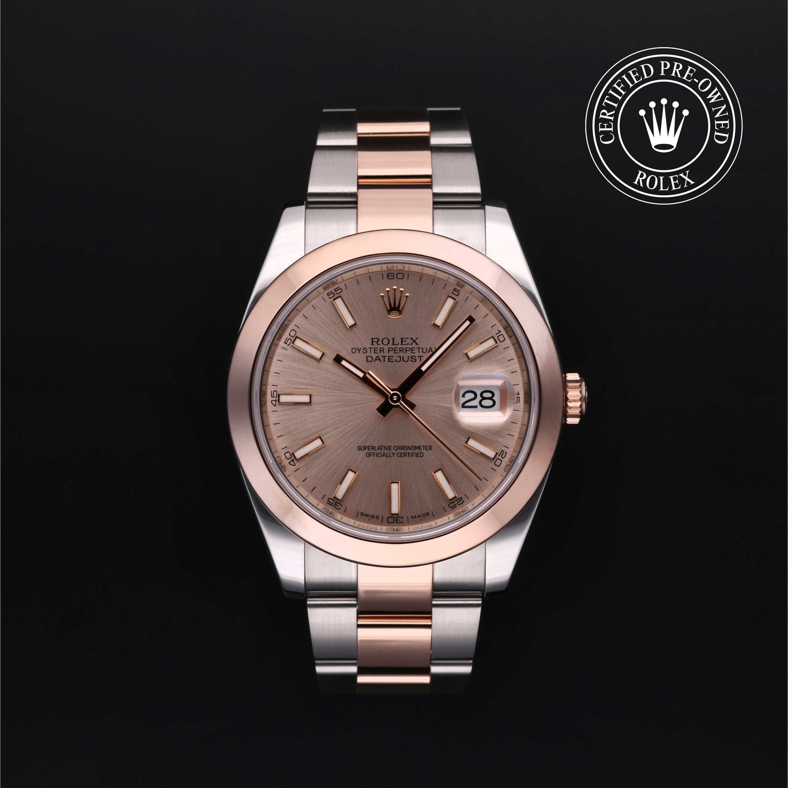 Rolex Certified Pre-owned Datejust M126301-0007 front on black background