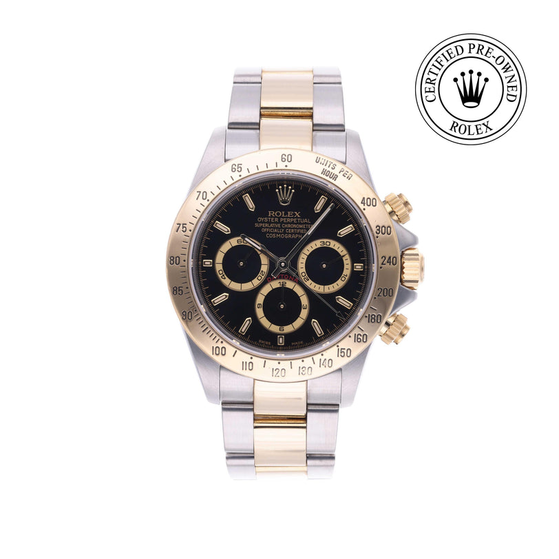 Rolex Certified Pre-owned Daytona M16523-0001 front on white background