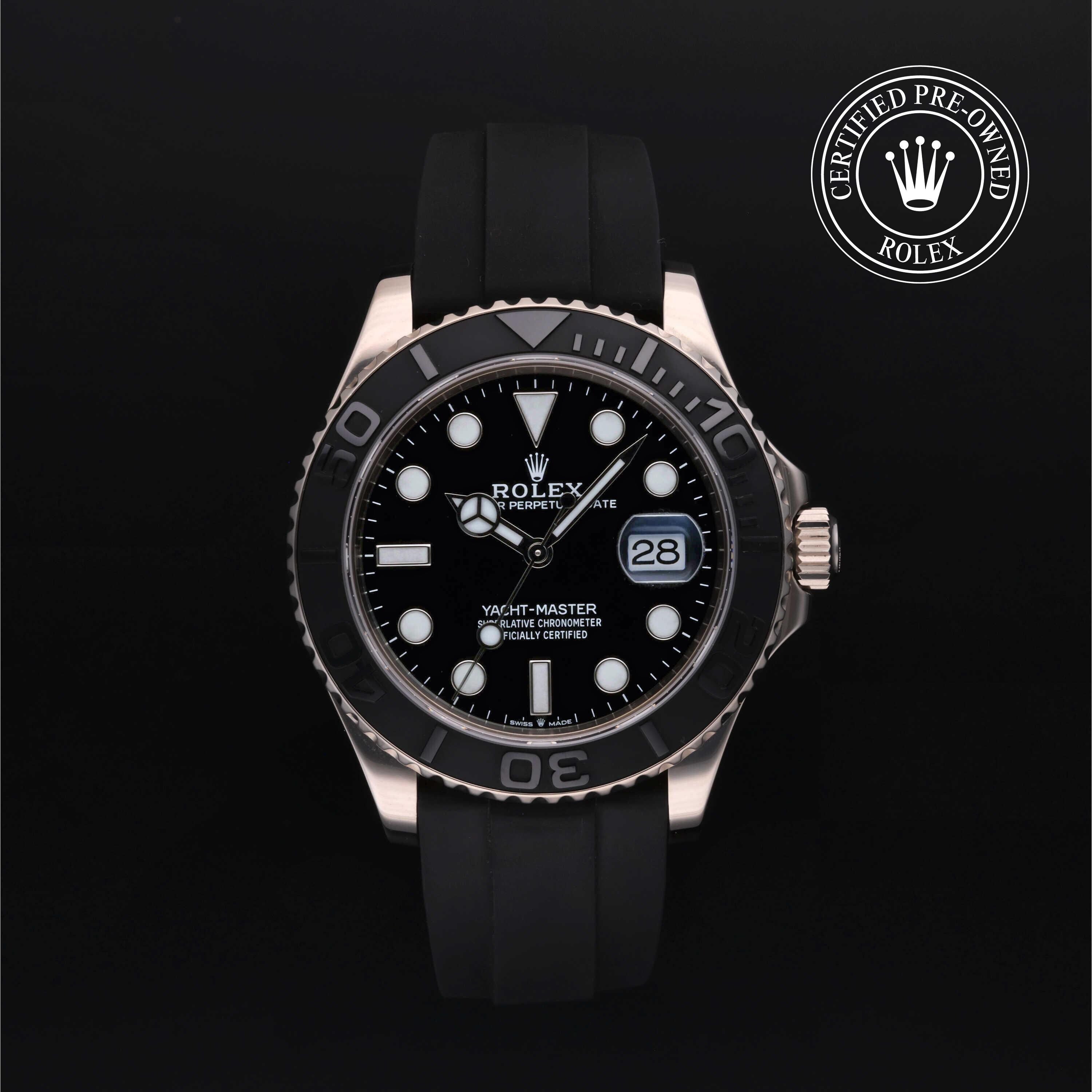 Rolex Certified Pre-owned Yacht-Master M226659-0002 front on black background