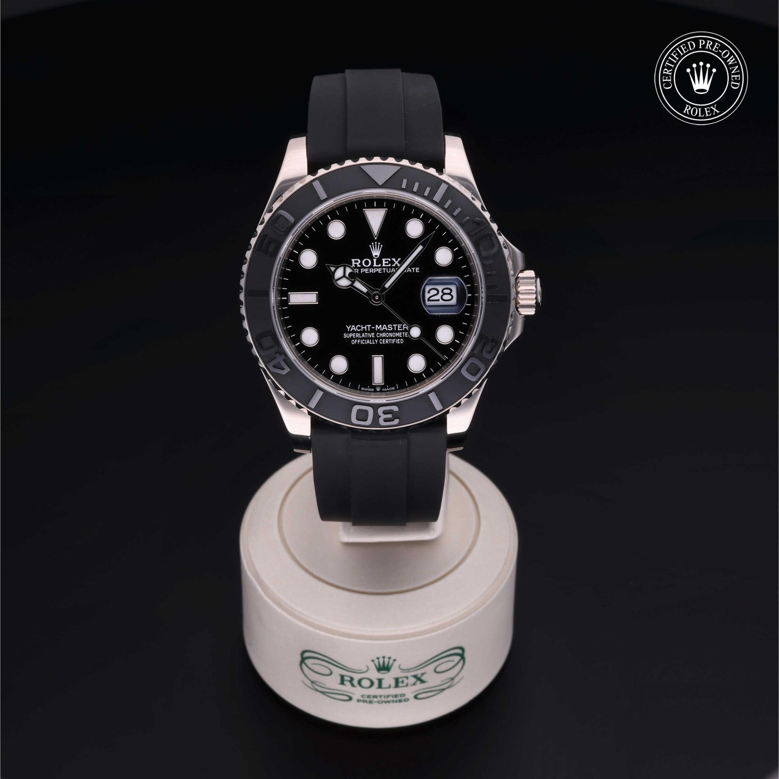 Rolex Certified Pre-owned Yacht-Master M226659-0002 front on black background