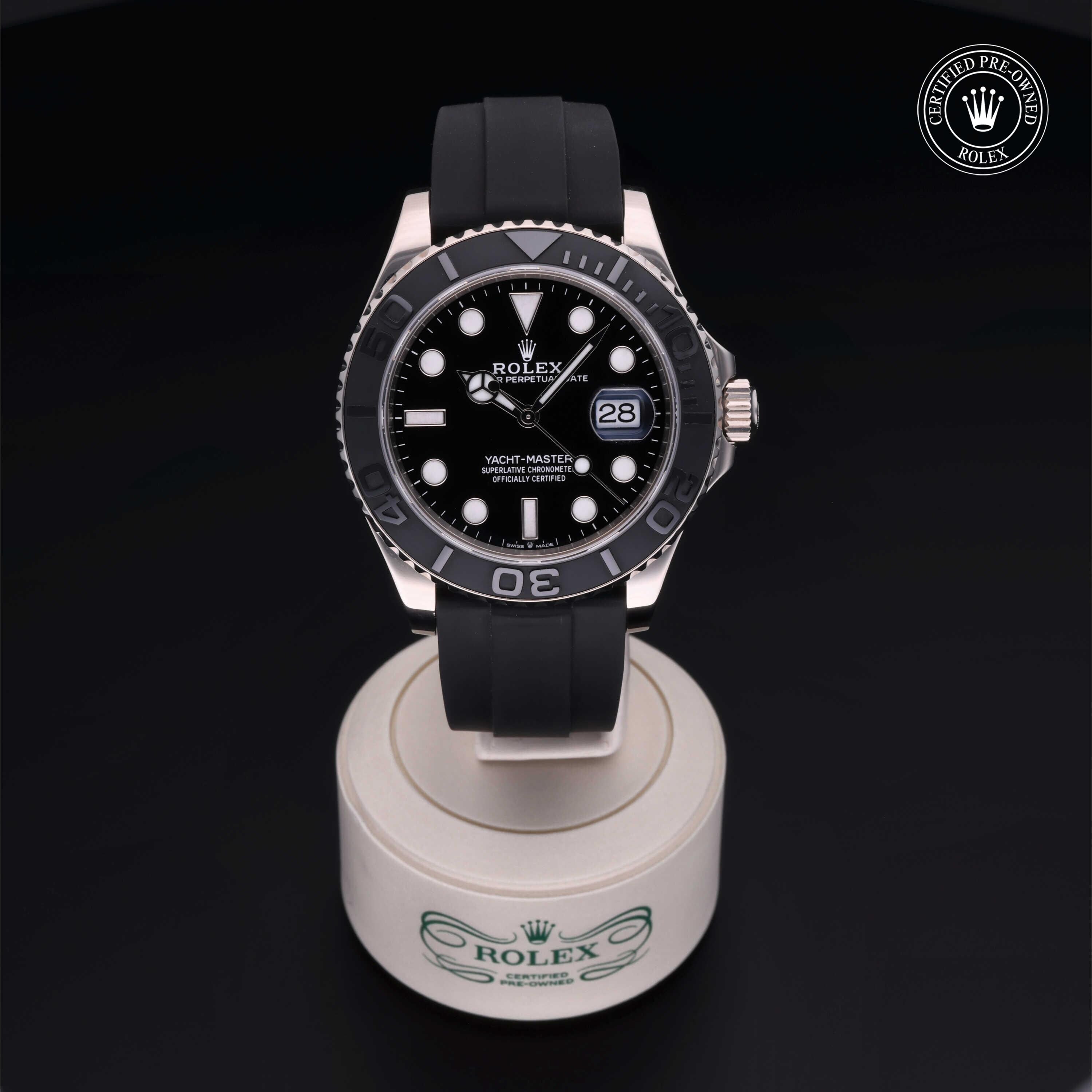 Rolex Certified Pre-owned Yacht-Master M226659-0002 front on black background
