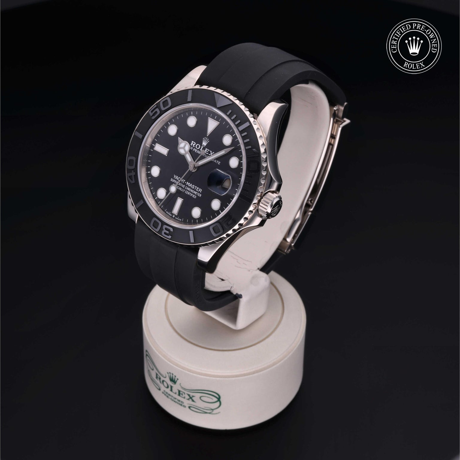Rolex Certified Pre-owned Yacht-Master M226659-0002 front on black background