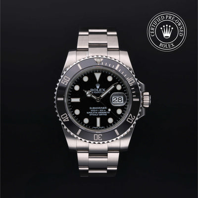 Rolex CPO Submariner M116610LN front on white background