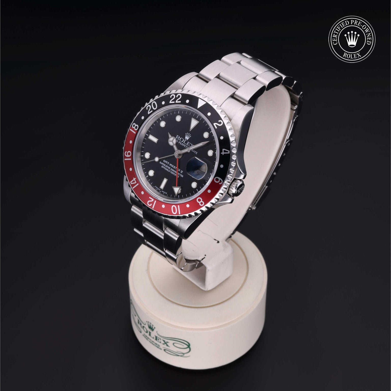 Rolex CPO GMT M16710 front on white background