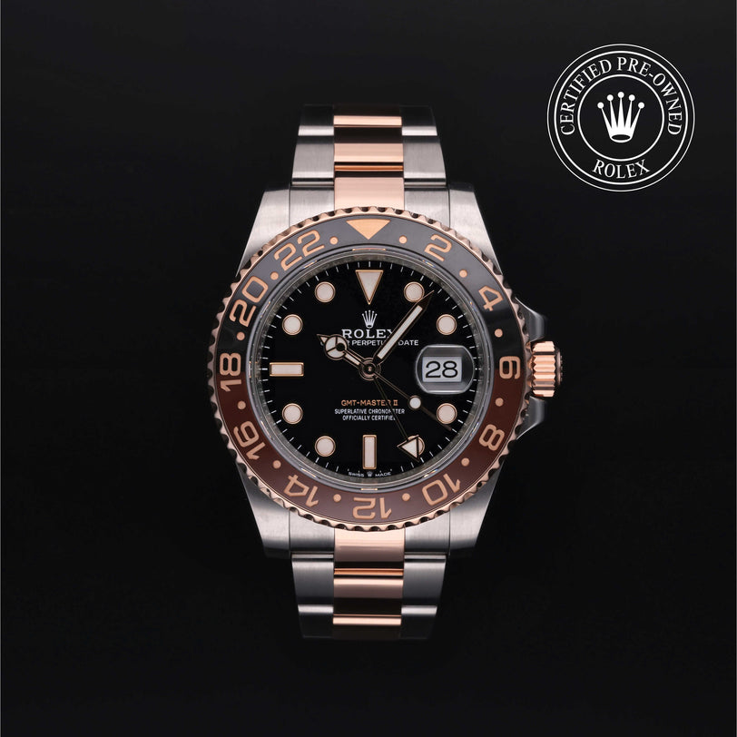 Rolex Certified Pre-owned GMT M126711CHNR-0002 front on black background