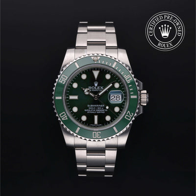 Rolex Certified Pre-owned Submariner M116610LV-0002 front on black background