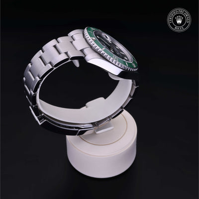 Rolex Certified Pre-owned Submariner M116610LV-0002 front on black background