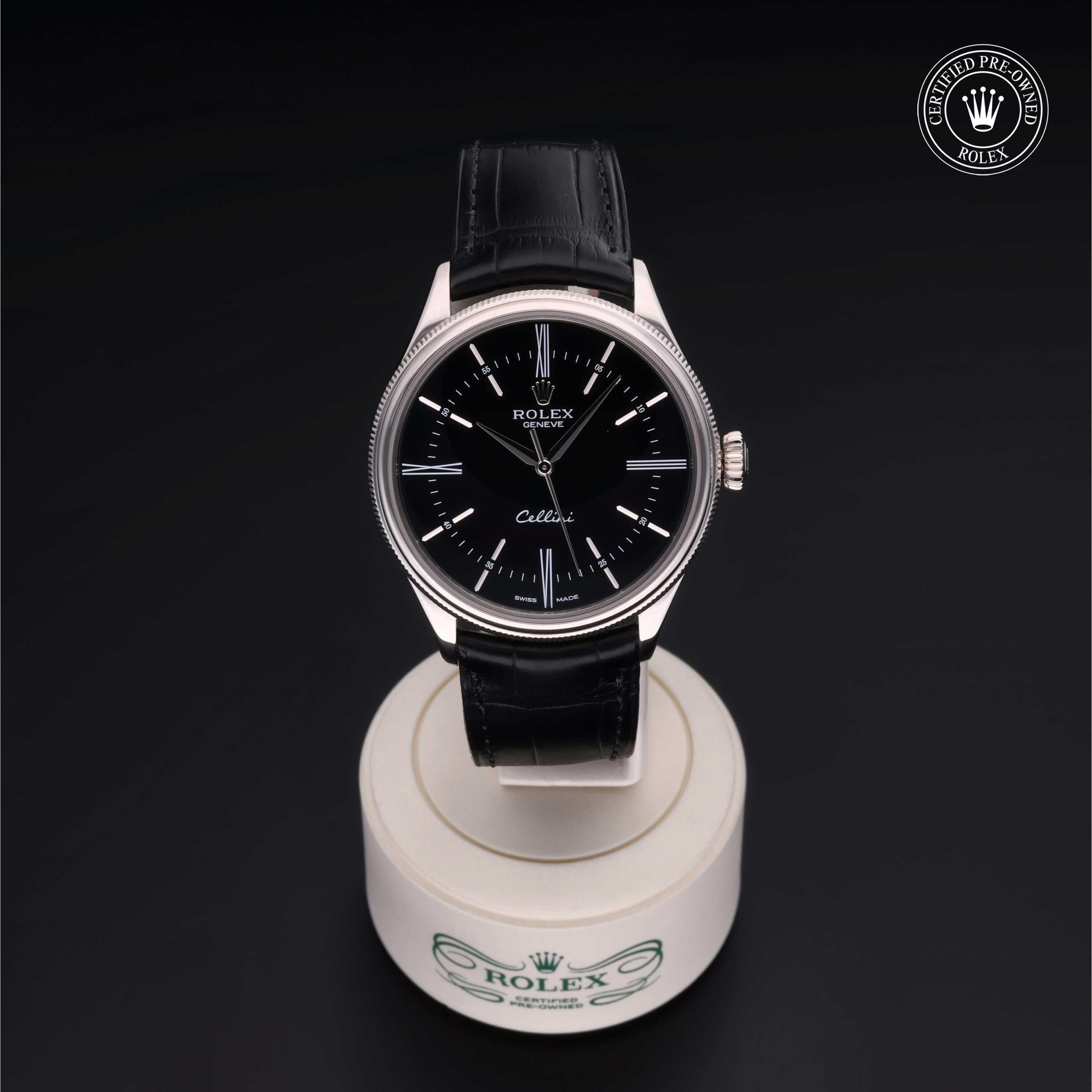 Rolex CPO Cellini M50509 front on white background
