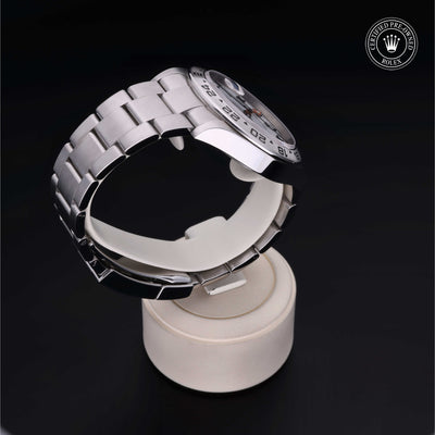 Rolex Certified Pre-owned Explorer M226570-0001 front on black background