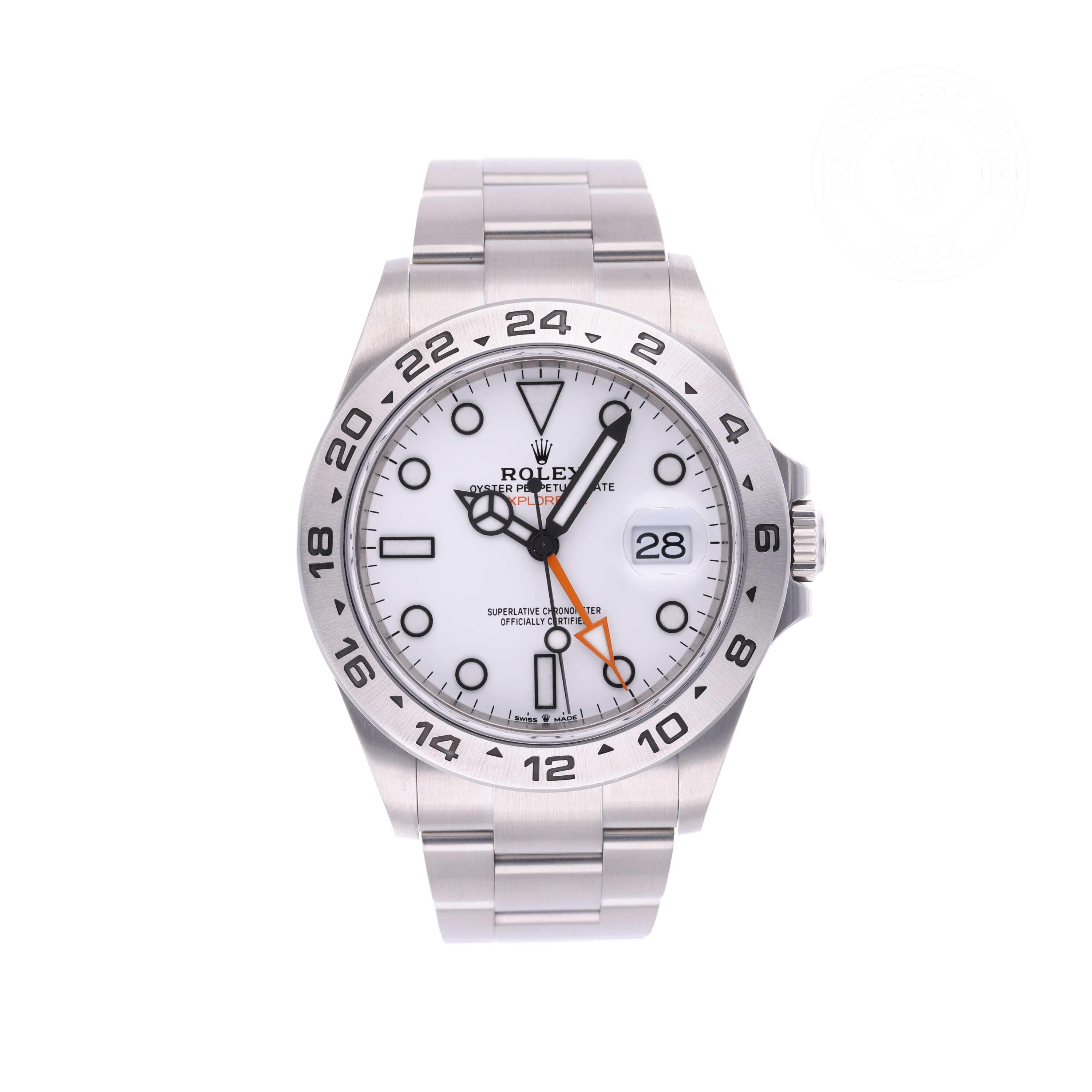 Rolex Certified Pre-owned Explorer M226570-0001 front on white background