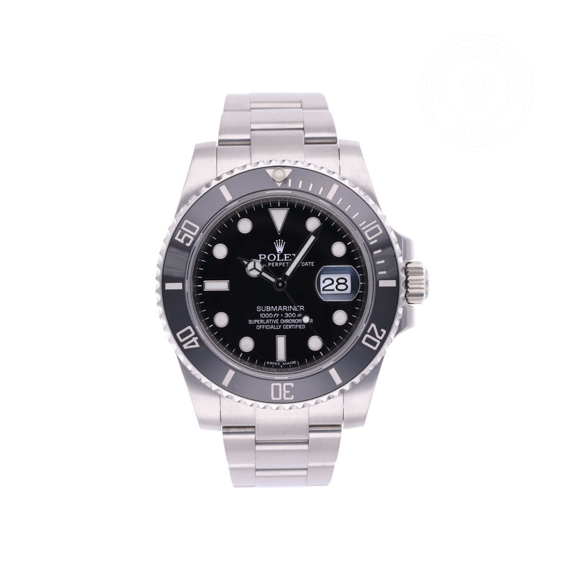 Rolex Certified Pre-owned Submariner M116610LN-0001 front on white background