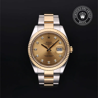 Rolex Certified Pre-owned Datejust M126333-0011 front on black background
