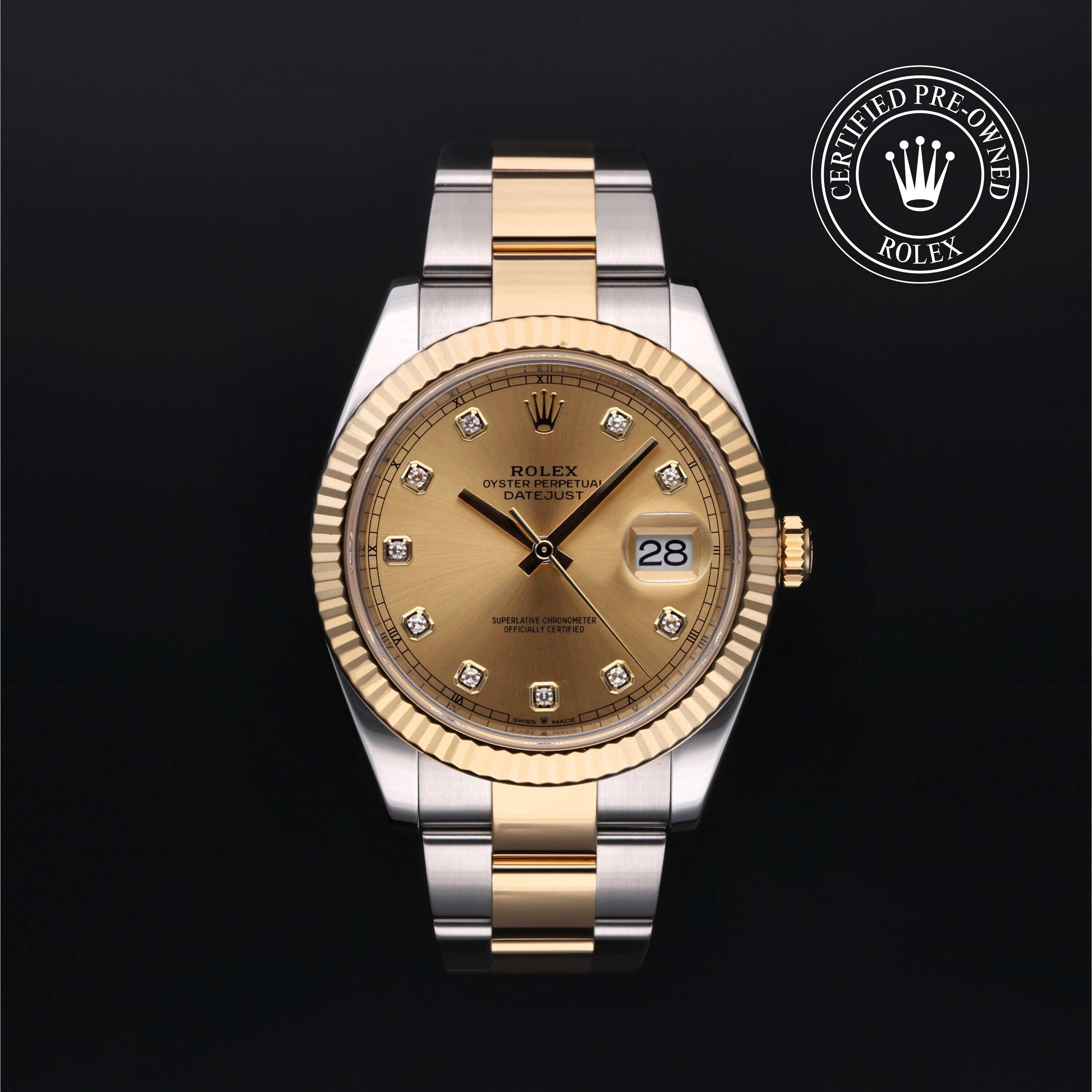 Rolex Certified Pre-owned Datejust M126333-0011 front on black background