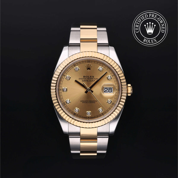 Rolex Certified Pre-owned Datejust M126333-0011 front on black background