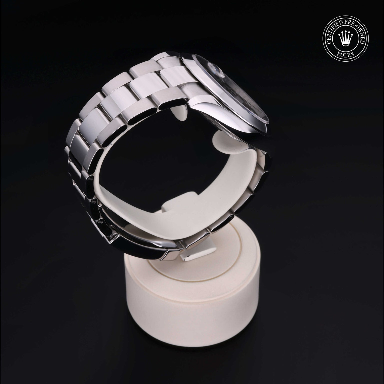 Rolex Certified Pre-owned Datejust M126300-0021 front on black background