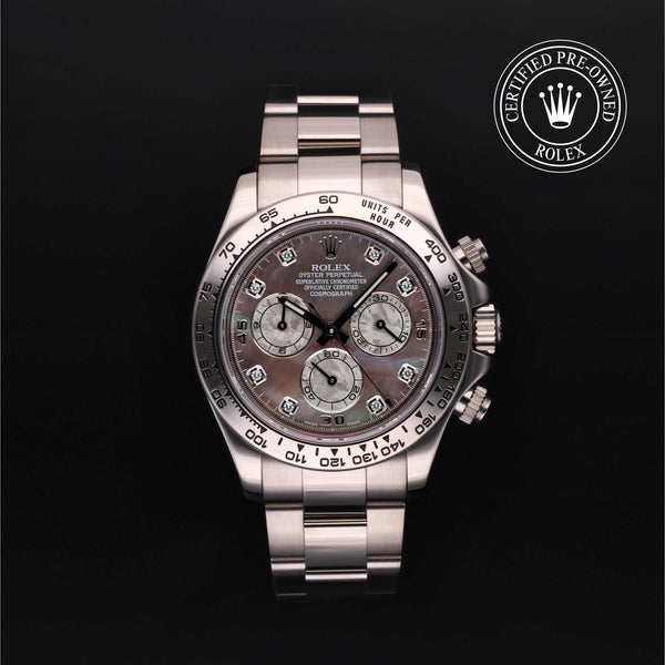 Rolex Certified Pre-owned Daytona M116509-0044 front on black background