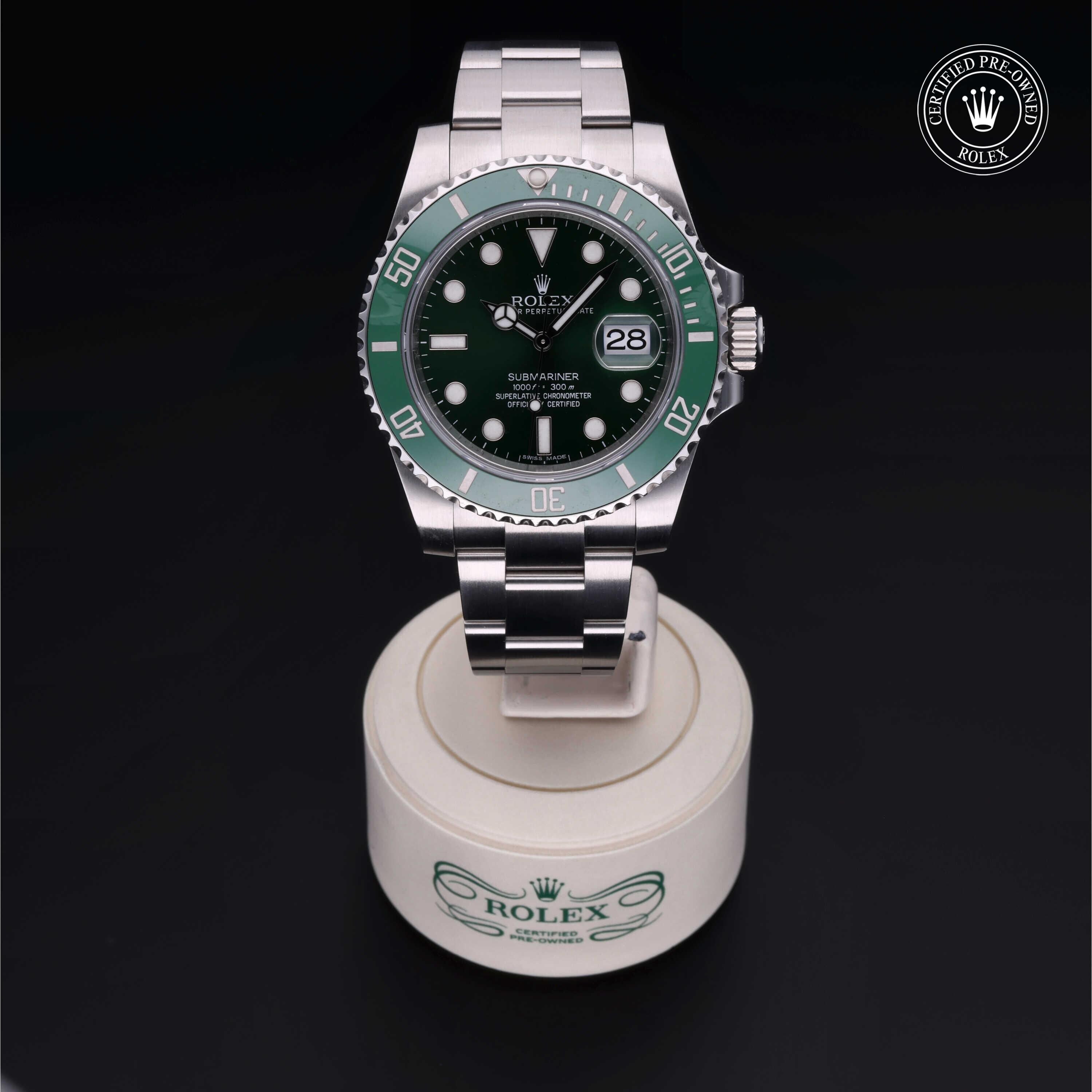 Rolex CPO Submariner M116610LV front on white background