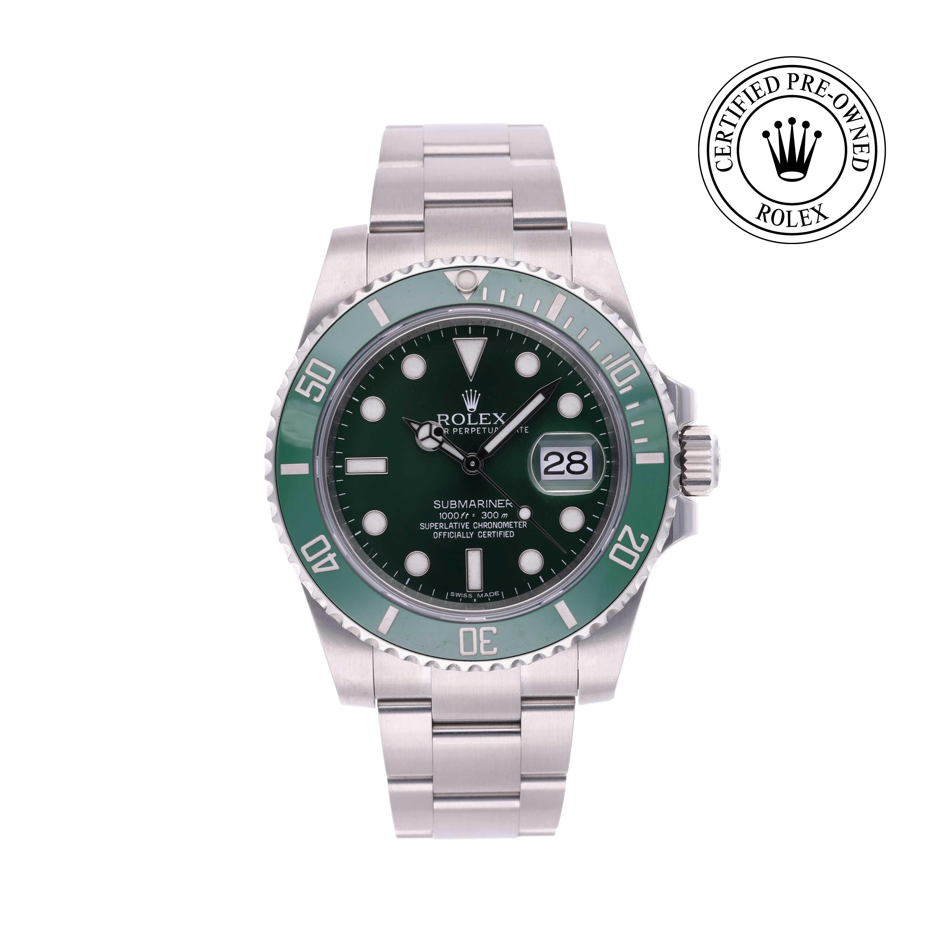 Rolex CPO Submariner M116610LV front on white background
