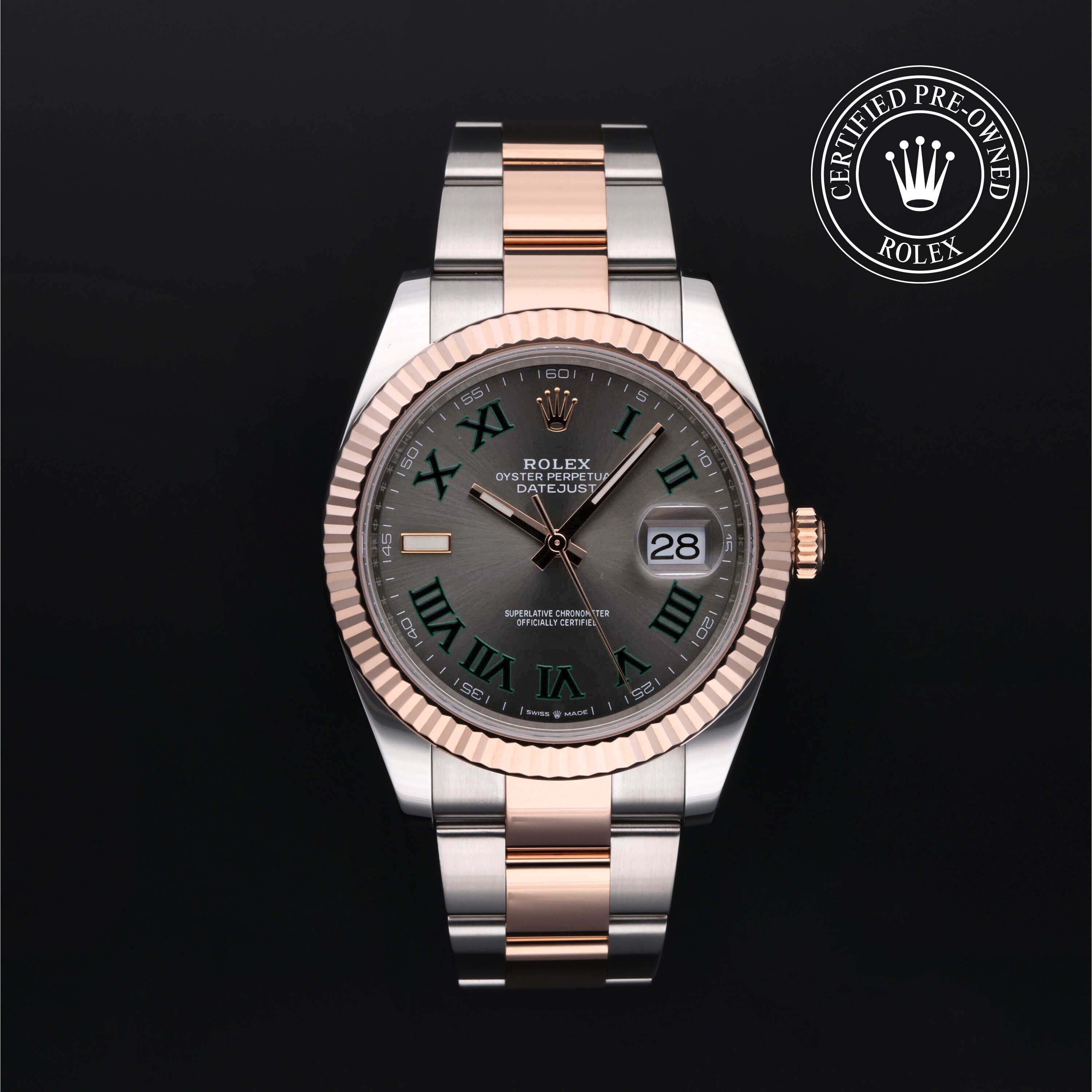 Rolex Certified Pre-owned Datejust M126331-0015 front on black background