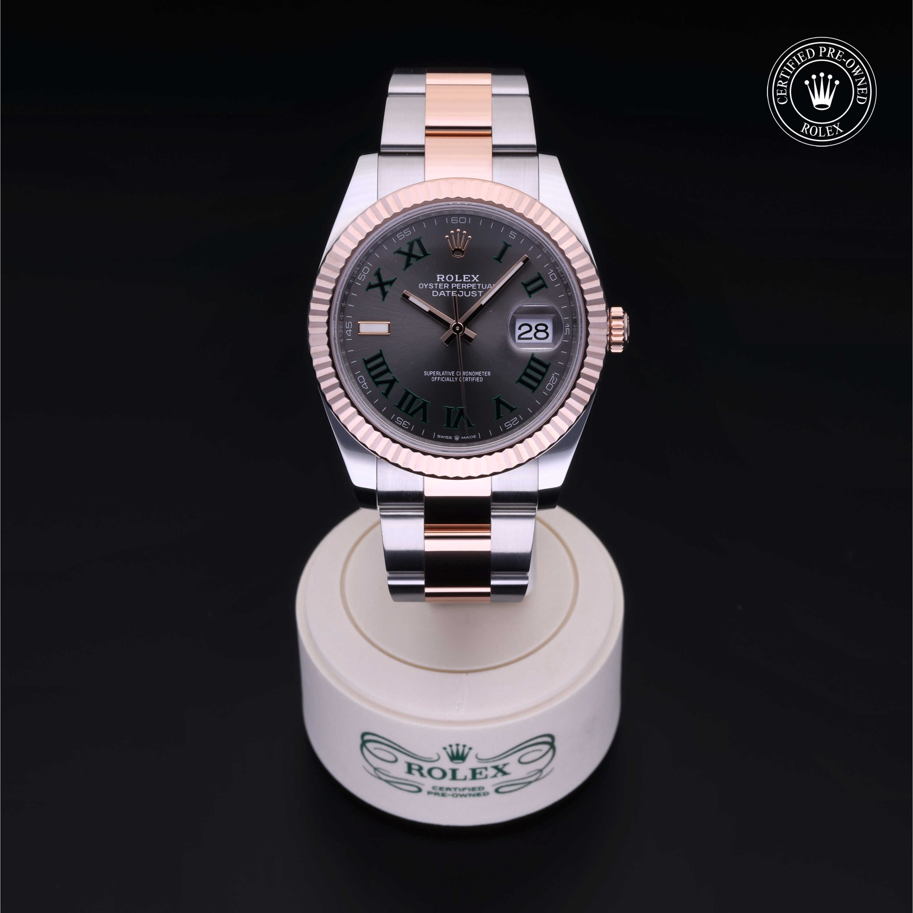 Rolex Certified Pre-owned Datejust M126331-0015 front on black background