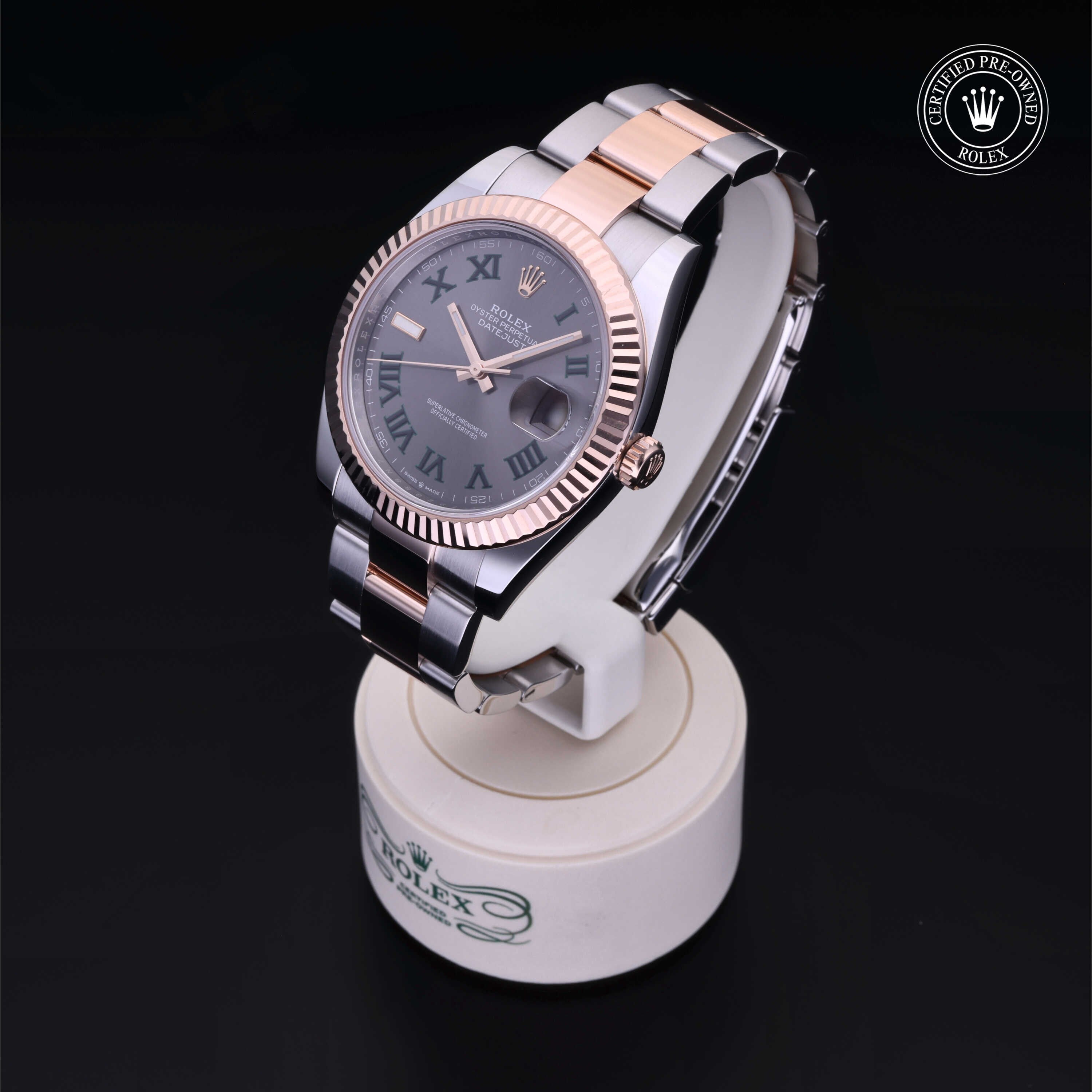 Rolex Certified Pre-owned Datejust M126331-0015 front on black background