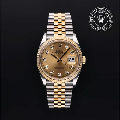 Rolex Certified Pre-owned Datejust M126233-0017 front on black background