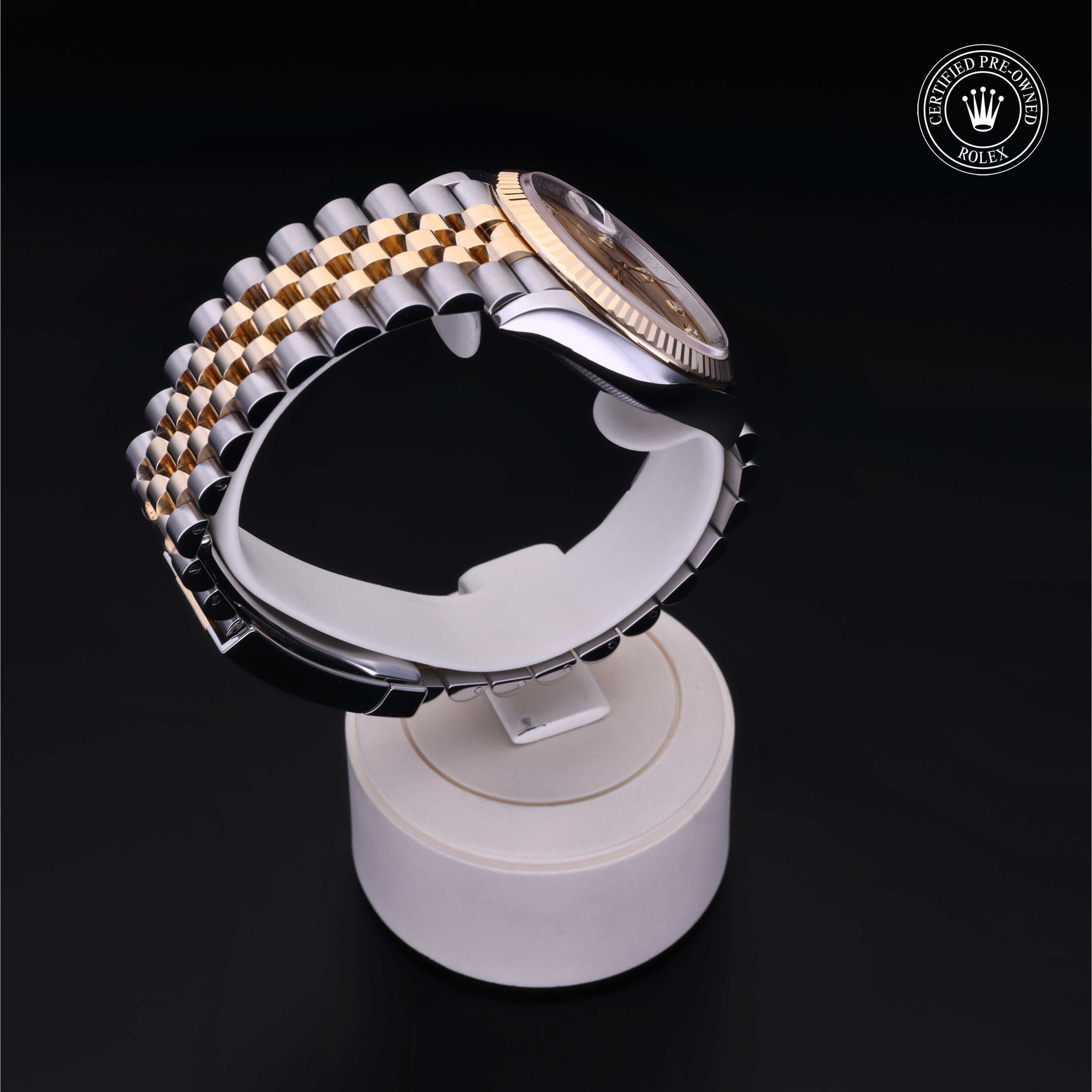 Rolex Certified Pre-owned Datejust M126233-0017 front on black background