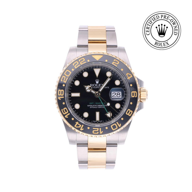 Rolex Certified Pre-owned GMT M116713LN-0001 front on white background