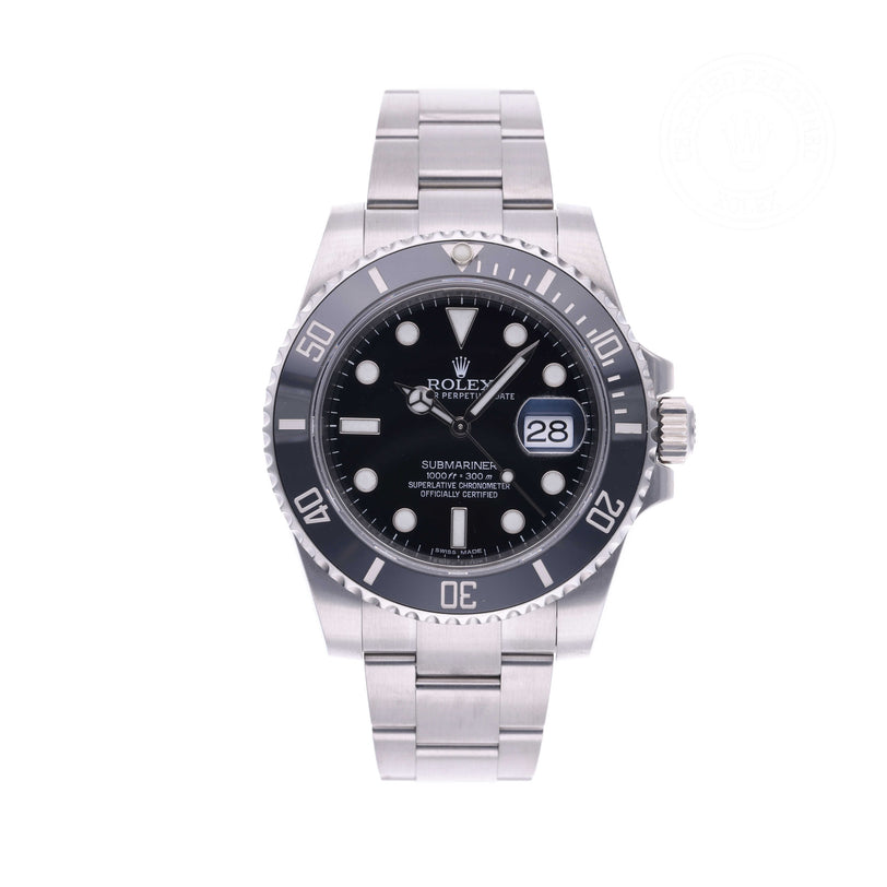 Rolex Certified Pre-owned Submariner M116610LN-0001 front on white background