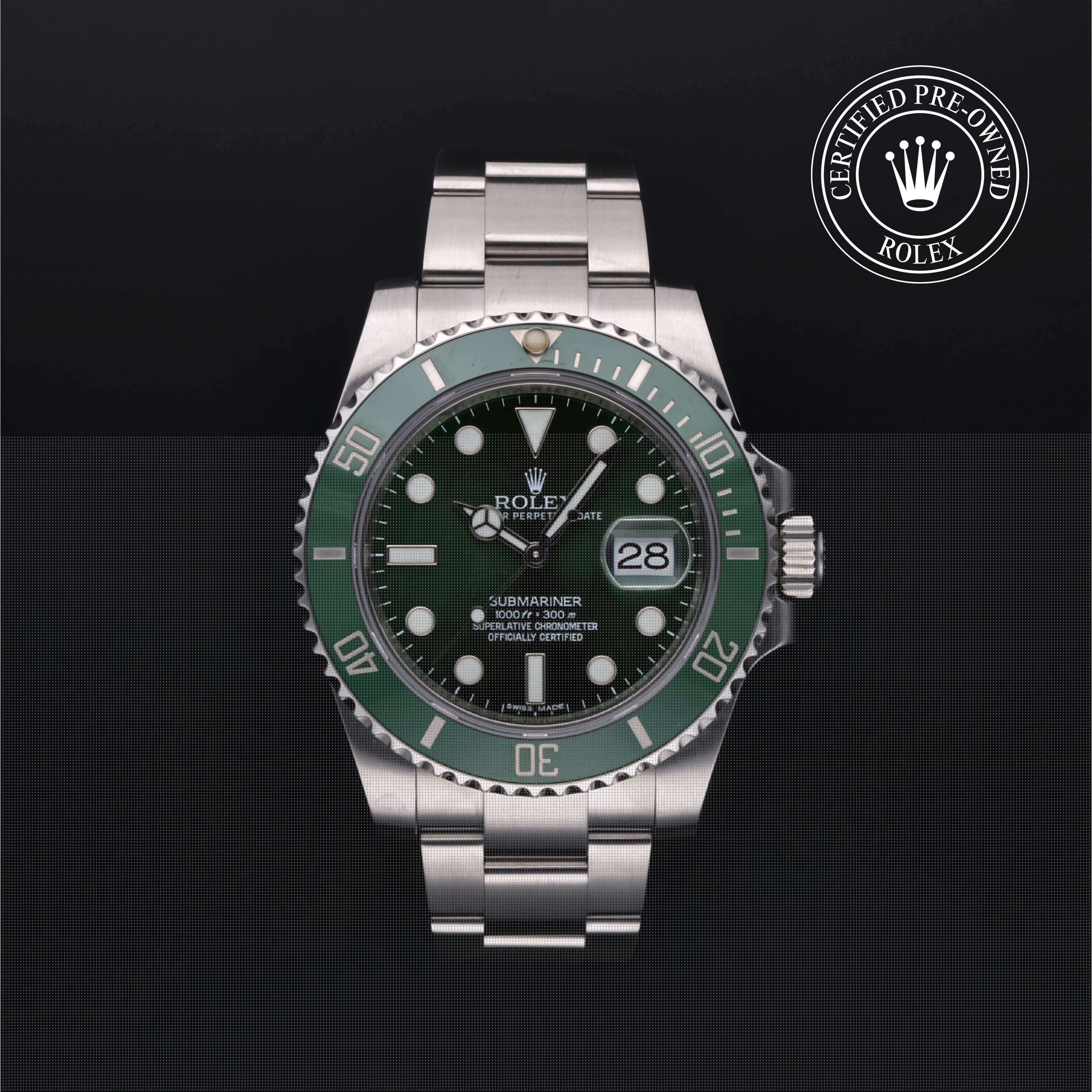 Rolex CPO Submariner M116610LV front on white background