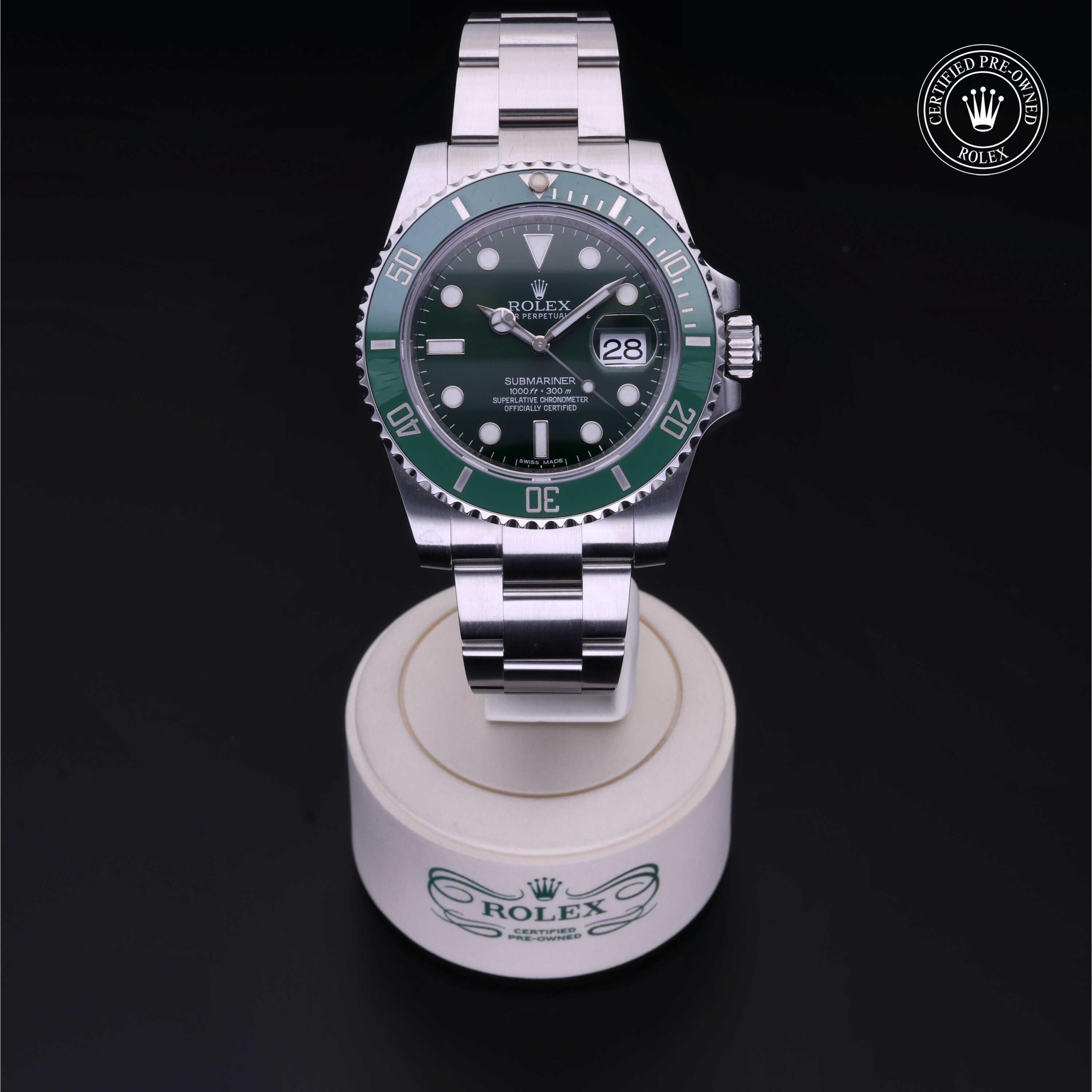 Rolex CPO Submariner M116610LV front on white background