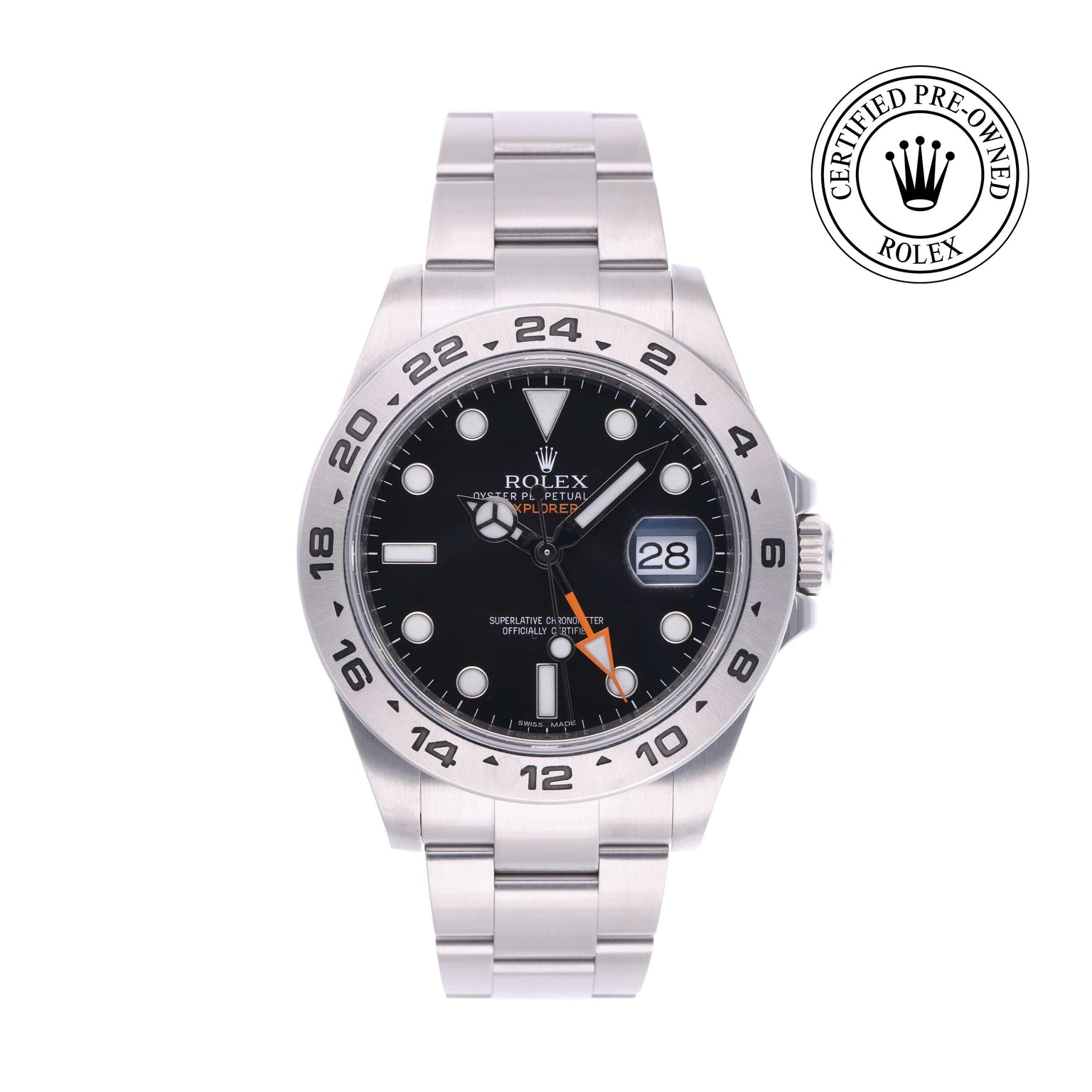 Rolex CPO Explorer M216570 front on white background