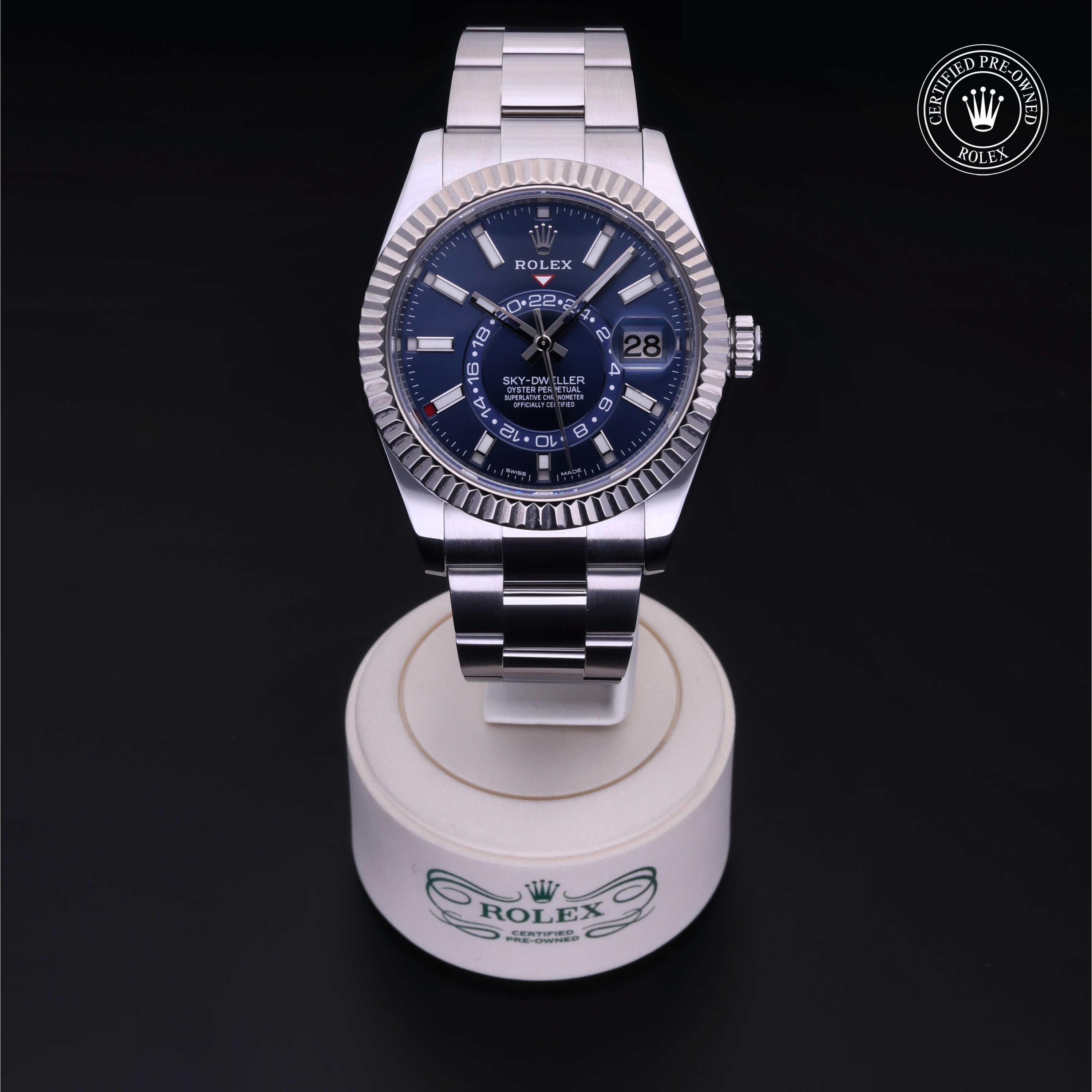 Rolex Certified Pre-owned Sky-Dweller M326934-0003 front on black background